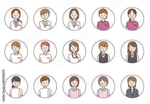 医療機関で働く人々のアイコンセット
