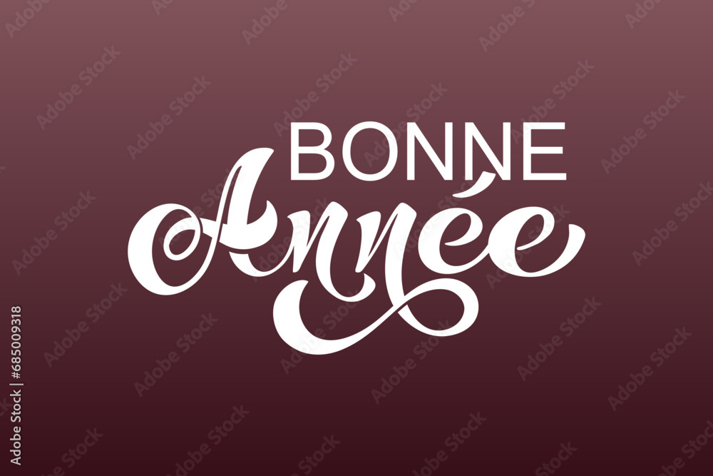 Bonee Annee and Joyeux noel. Merry Christmas card template with greetings in French.