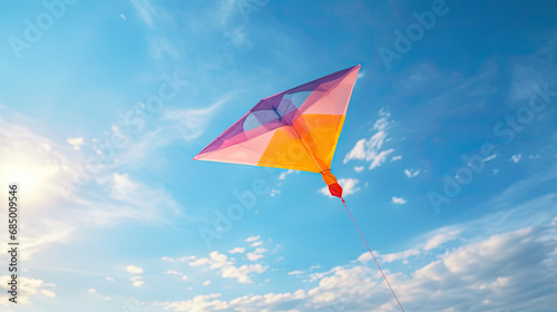 colorful kite flying in the blue sky photo
