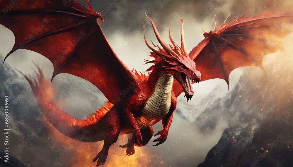 Vibrant, wild and attractive Red Dragon visuals created with artificial intelligence Vibrant, wild and attractive Red Dragon visuals created with artificial intelligence