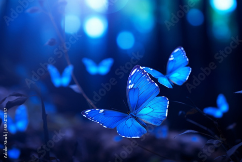 Forest full of Myriad Blue Butterflies, Creating a Whimsical Dance of Nature. Ai generated © twindesigner