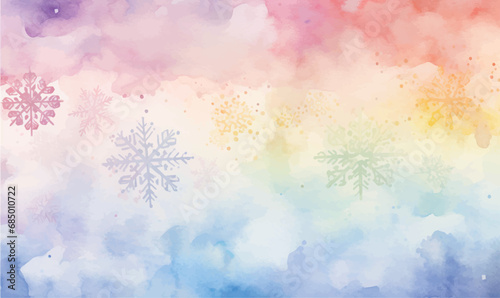 abstract watercolor background with watercolor splashes and snow