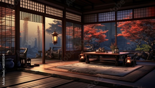 Traditional Asia tea room.