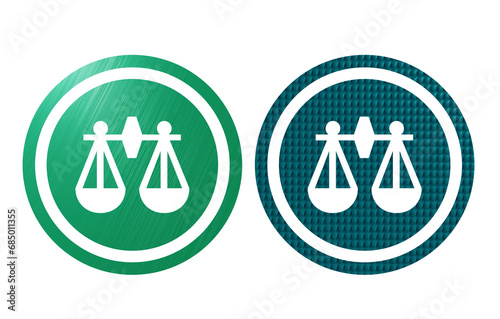  scales icon symbol green and blue with wood texture