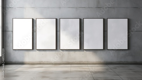 Generative AI, set of five posters mock up, blank minimalistic background, artwork template photo