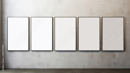 Generative AI, set of five posters mock up, blank minimalistic background, artwork template