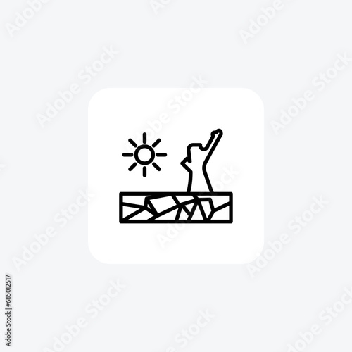 Drought,Depleted reservoirs, Agricultural impact, Climate adaptationLine Icon, Outline icon, vector icon, pixel perfect icon
