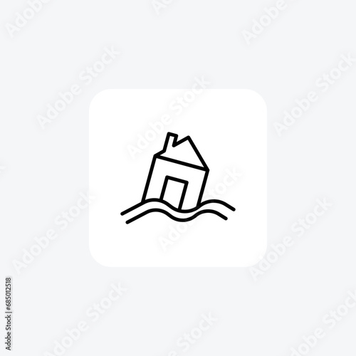 Flood, water, disaster, overflow Line Icon, Outline icon, vector icon, pixel perfect icon