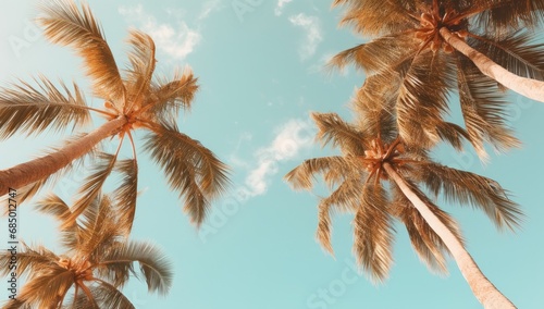 Tropical palm tree with sunlight