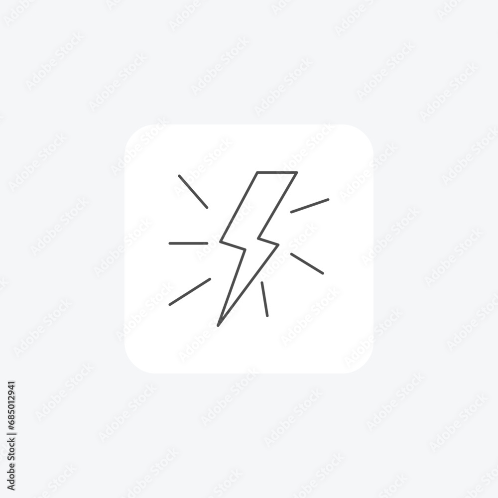Thunder, Storm, Power, thin line icon, grey outline icon, pixel perfect icon Thunder, Storm, Power, thin line icon, grey outline icon, pixel perfect icon