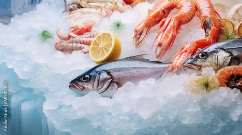 background ice seafood food frozen illustration fish shrimp, crab lobster, scallop clam background ice seafood food frozen