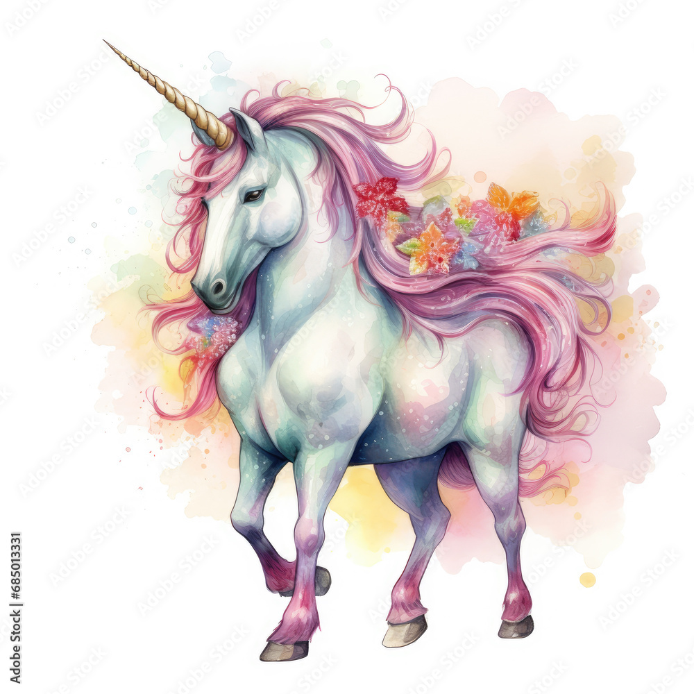 Drawing cartoon unicorn Illustration, Generative Ai Drawing cartoon unicorn Illustration, Generative Ai