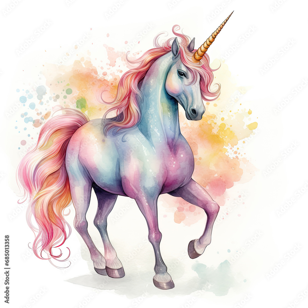 Drawing cartoon unicorn Illustration, Generative Ai Drawing cartoon unicorn Illustration, Generative Ai