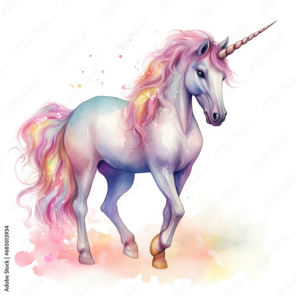 Drawing cartoon unicorn Illustration, Generative Ai