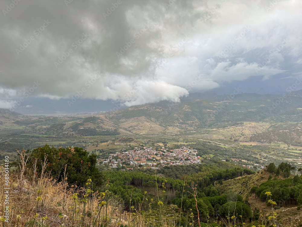 Panoramic view of Careri, a Calabrian town at the foot of Aspromonte