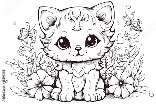 Toon cat coloring page photo