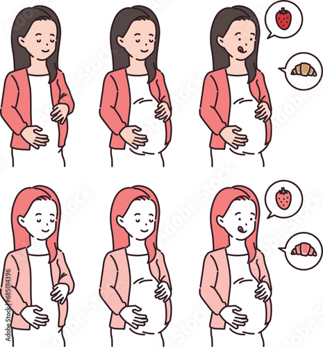3 illustrations of pregnant women