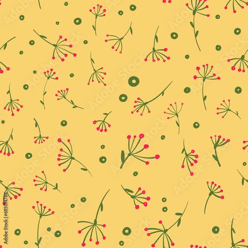 seamless pattern with flowers and berries 