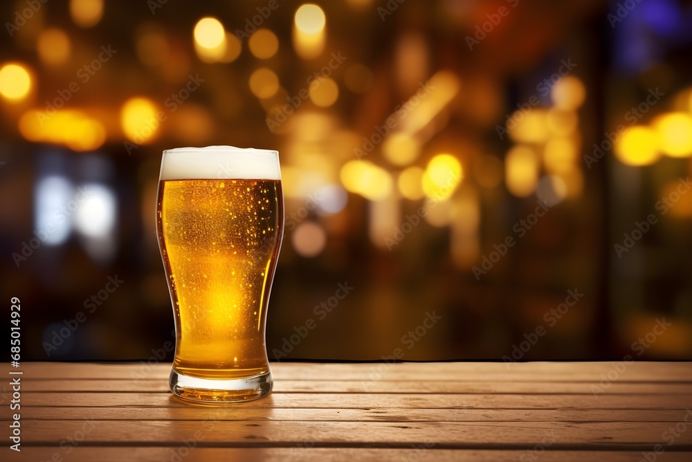 Beer, restaurant blurred background Beer, restaurant blurred background