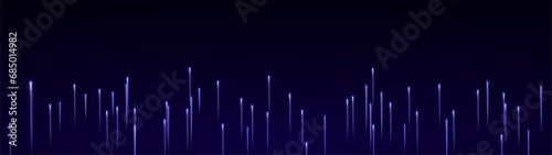 Meteor shower with glowing comets falling. Abstract digital background with neon light particles and luminous rays in motion, illustrating technology and networking. The glowing neon lights stars.
