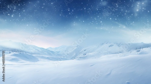 Snowfall serenity: captivating ultrawide background with delicate snowflakes blanketing snowdrifts