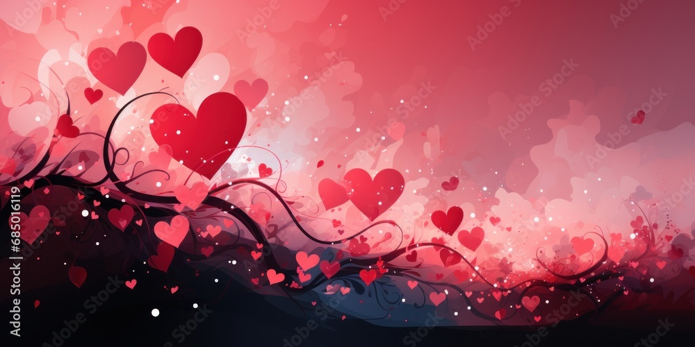 Valentine's day illustrative background card with free space for text