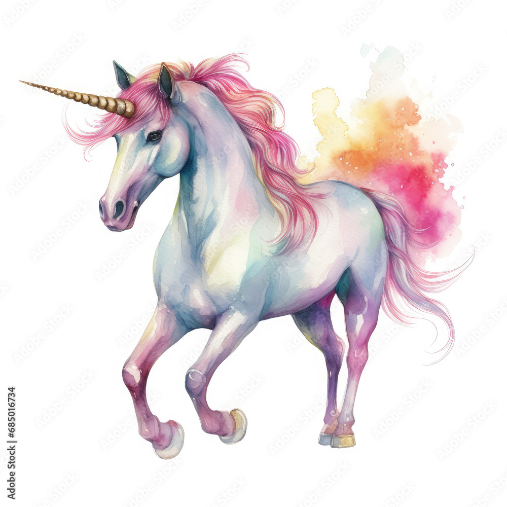 Fototapeta premium Drawing cartoon unicorn Illustration, Generative Ai