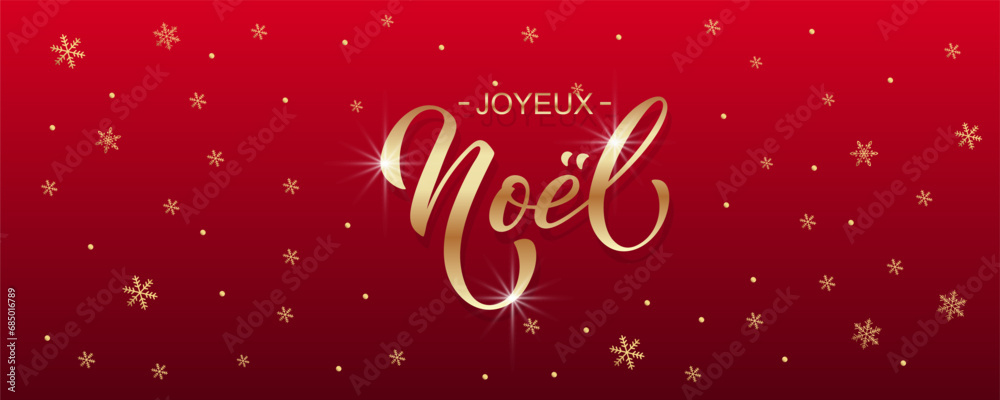 Joyeux noel and Bonee Annee. Merry Christmas card template with greetings in French.