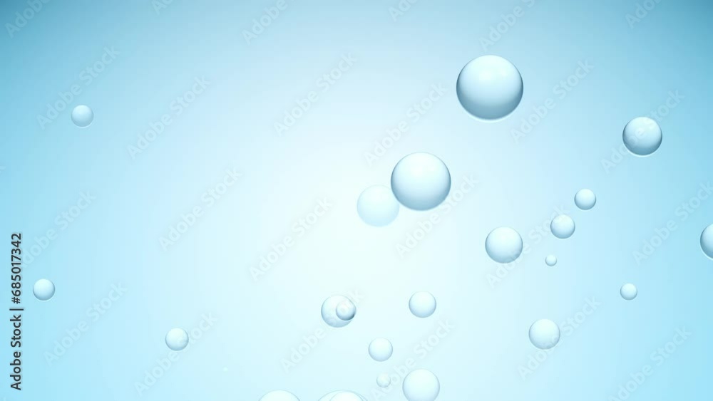 Water bubbles animation seamless loop. going up on blue background. Background element, 3D Render. Water bubbles animation seamless loop. going up on blue background. Background element, 3D Render.
