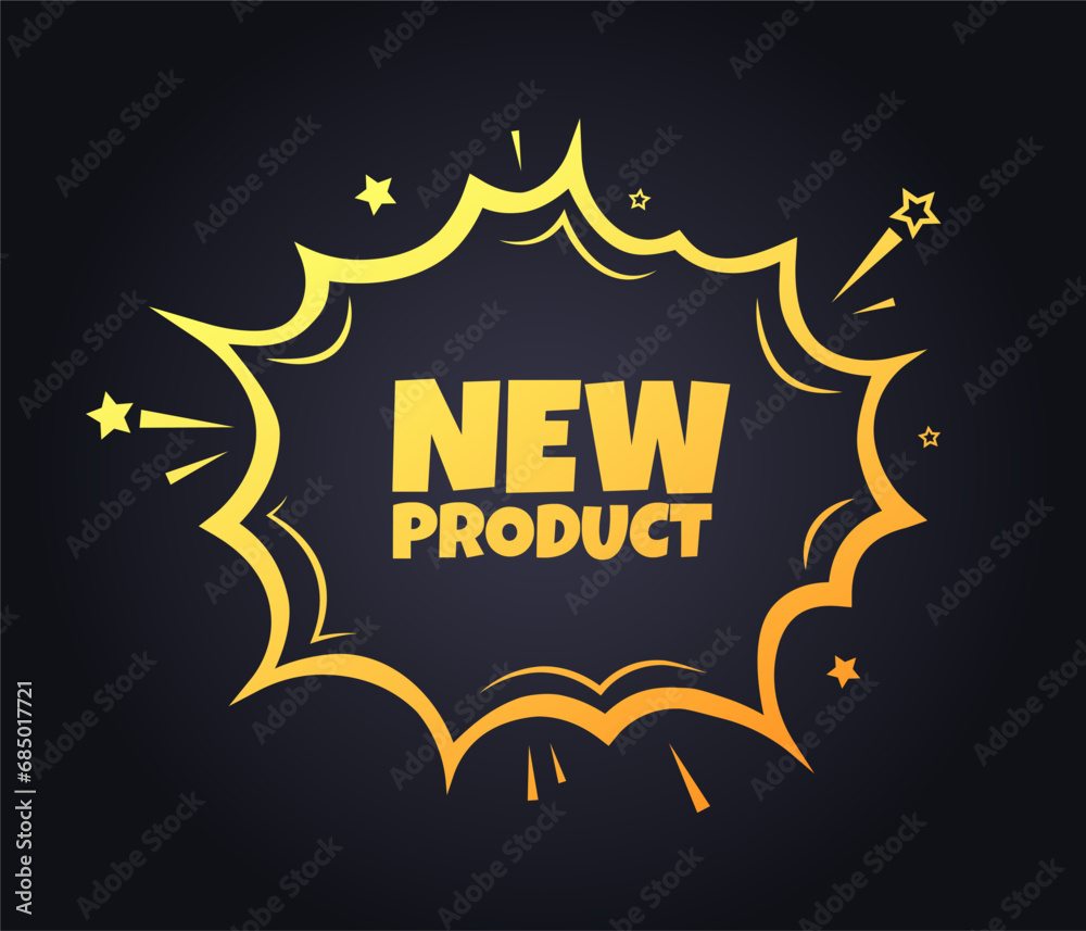 New product sign. Flat, yellow, explosion-shaped sign, new product icon. Vector icon New product sign. Flat, yellow, explosion-shaped sign, new product icon. Vector icon
