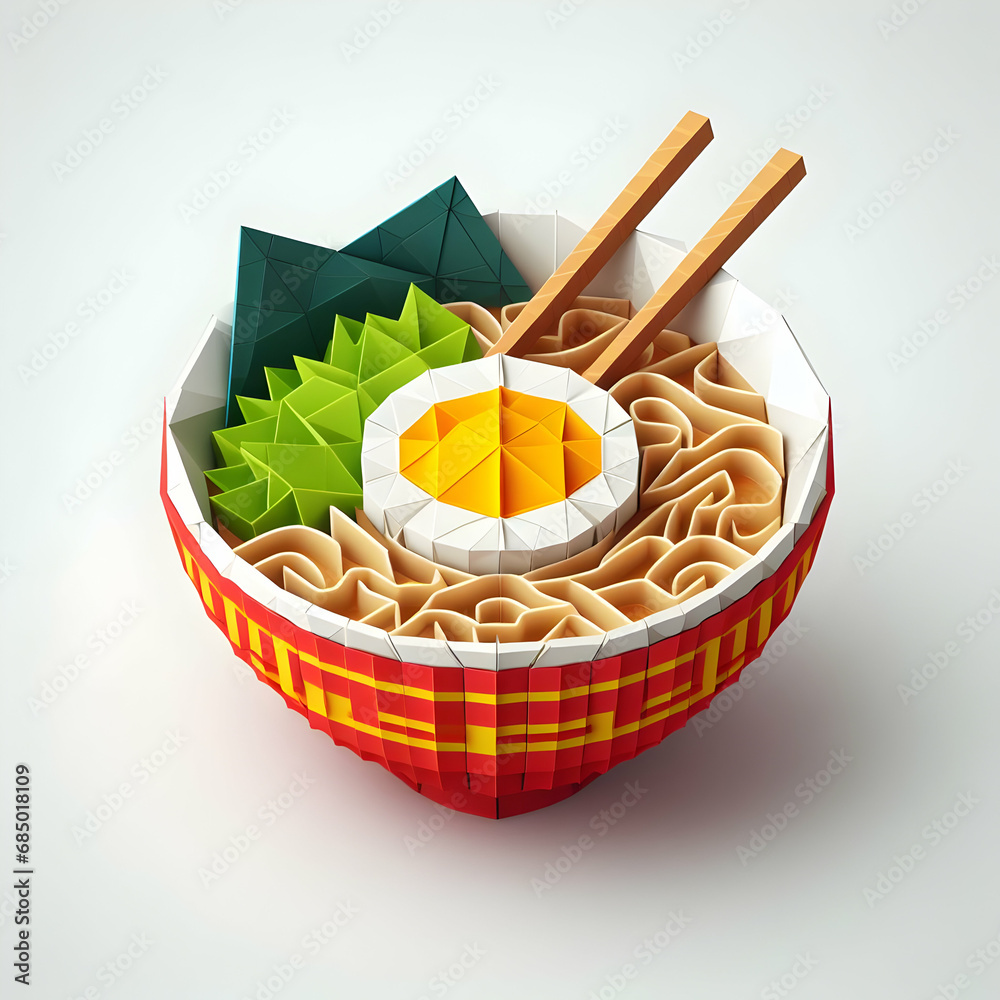 Fototapeta premium Origami Style Ramen Soup