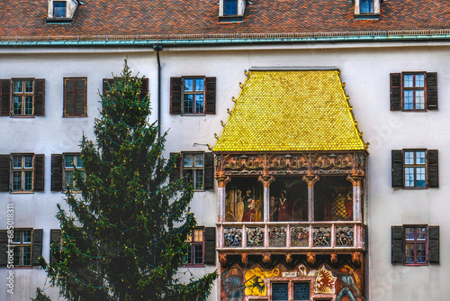 Golden Roof or Goldenes Dachl Innsbruck during christmas markets in city old town or Altstadt - Austria landmark photo