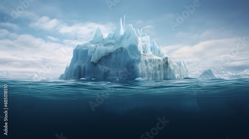Iceberg on blue ocean