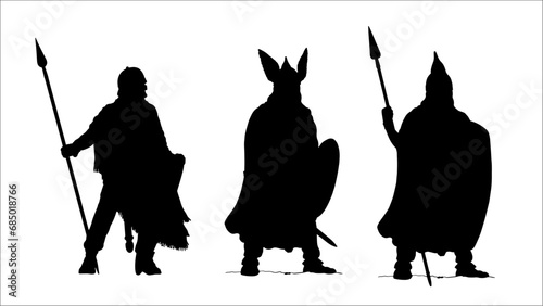 Gallic king and chieftain Vercingetorix. Ancient gallic warriors vector drawing.