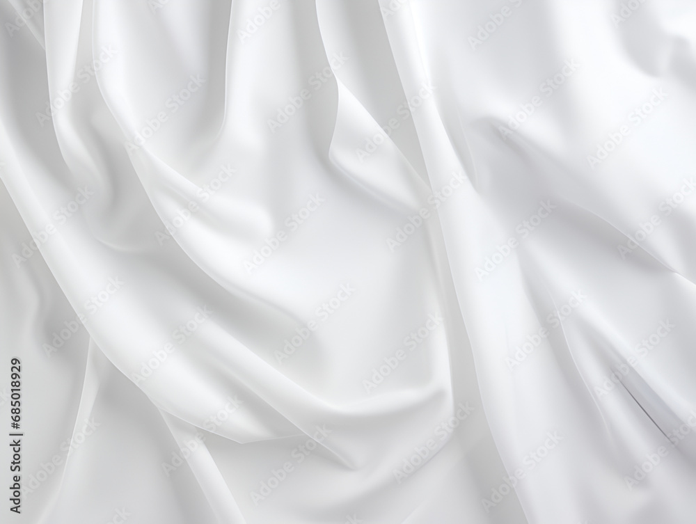 bright white fabric in wavy layers of abstract background - obrazy, fototapety, plakaty 