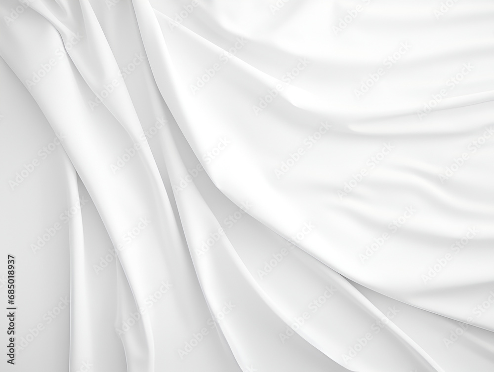 bright white fabric in wavy layers of abstract background - obrazy, fototapety, plakaty 