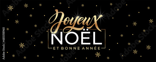 Joyeux noel and Bonee Annee. Merry Christmas card template with greetings in French.