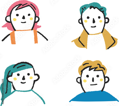 若い人々　学生　セット　イラスト素材	
