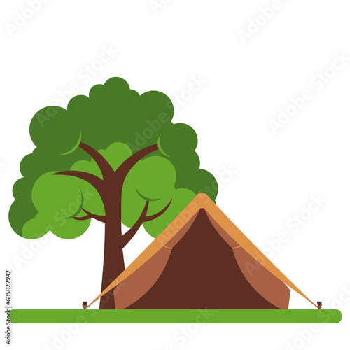 Drak Brown Camping Tent Illustration