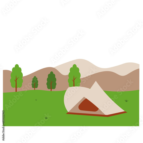 Drak Red Camping Tent Illustration