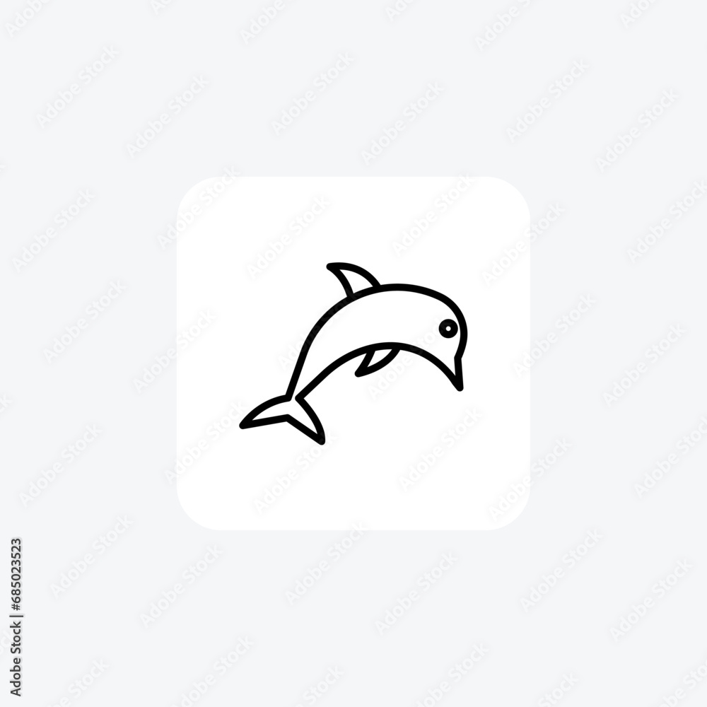 Naklejka premium Dolphin, Marine Mammal, Aquatic CreatureLine Icon, Outline icon, vector icon, pixel perfect icon