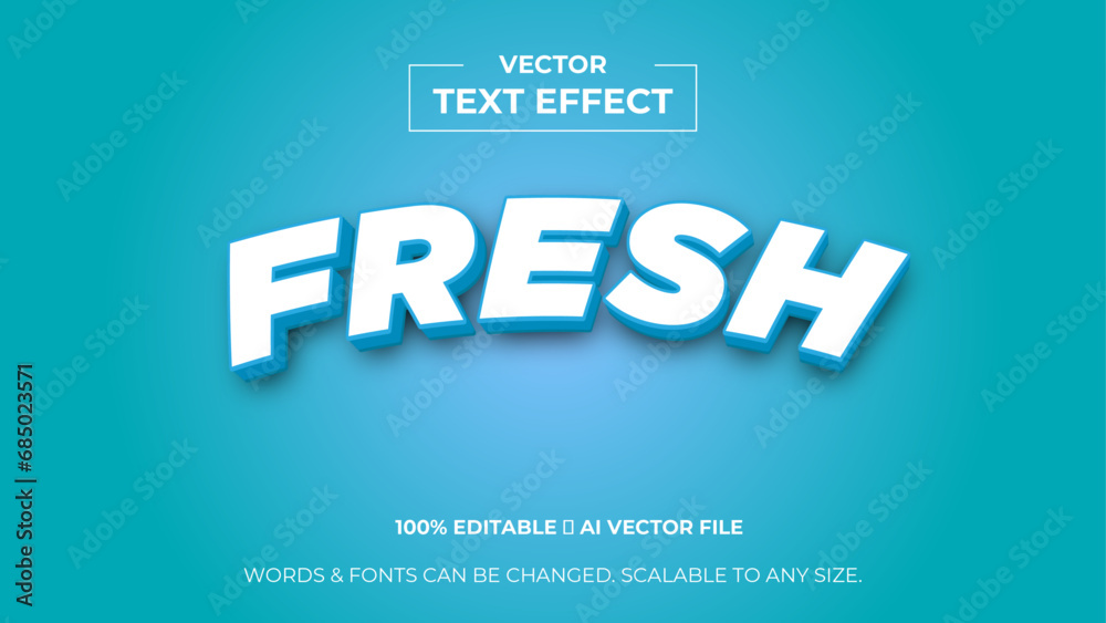 Fresh 3d editable text effect premium vector. Editable text style effect. 3d cover of business presentation banner for sale event night party. vector illustration