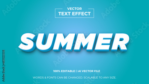 Summer 3d editable text effect premium vector. Editable text style effect. 3d cover of business presentation banner for sale event night party. vector illustration