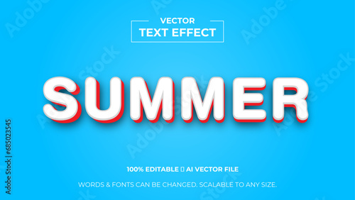summer 3d editable text effect premium vector. Editable text style effect. 3d cover of business presentation banner for sale event night party. vector illustration