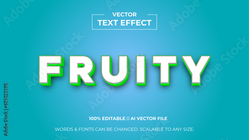 fruity 3d editable text effect premium vector. Editable text style effect. 3d cover of business presentation banner for sale event night party. vector illustration