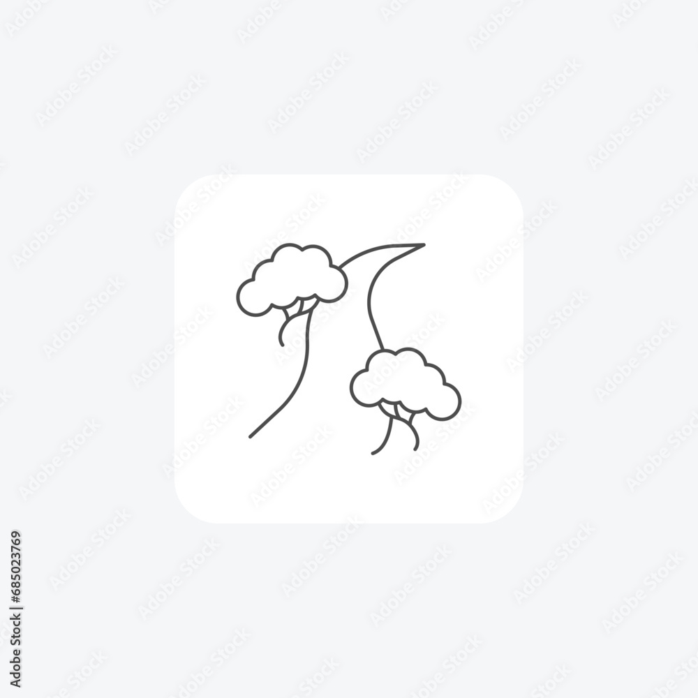 Fototapeta premium Forest Path, Hiking Trail, Nature Walkway, thin line icon, grey outline icon, pixel perfect icon