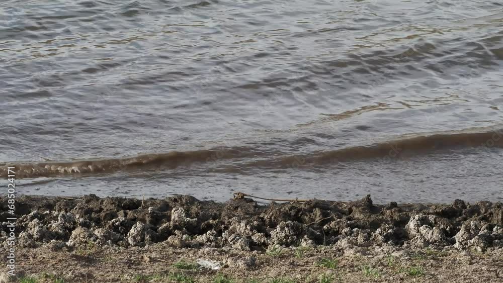 Small waves on the muddy shore, original audio included Small waves on the muddy shore, original audio included