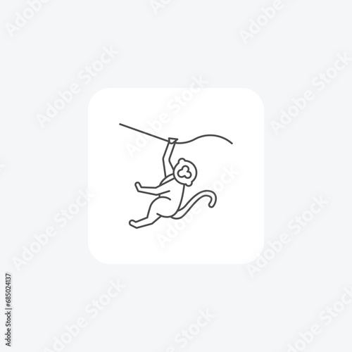 Monkey, Primate, Wildlife, thin line icon, grey outline icon, pixel perfect icon