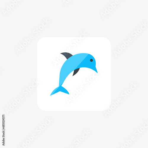 Dolphin, Marine Mammal, Aquatic Creature flat color icon, pixel perfect icon