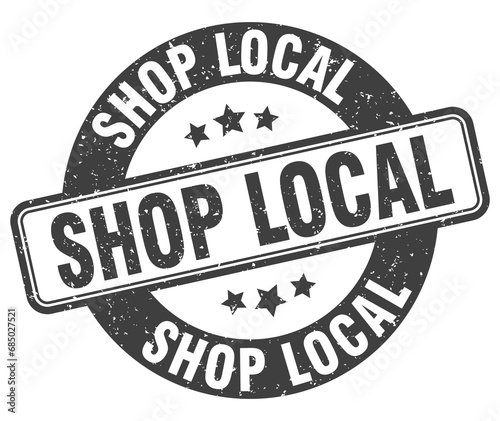 shop local stamp. shop local label. round grunge sign